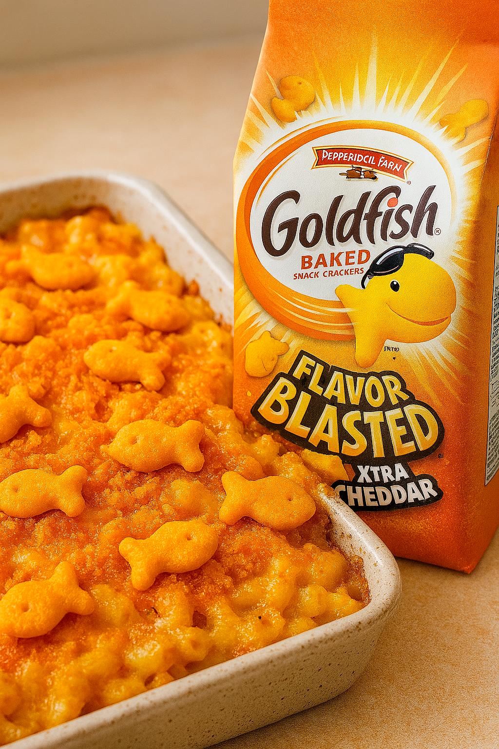 Snack mix con Goldfish, pretzel e pop corn – idea party snack USA