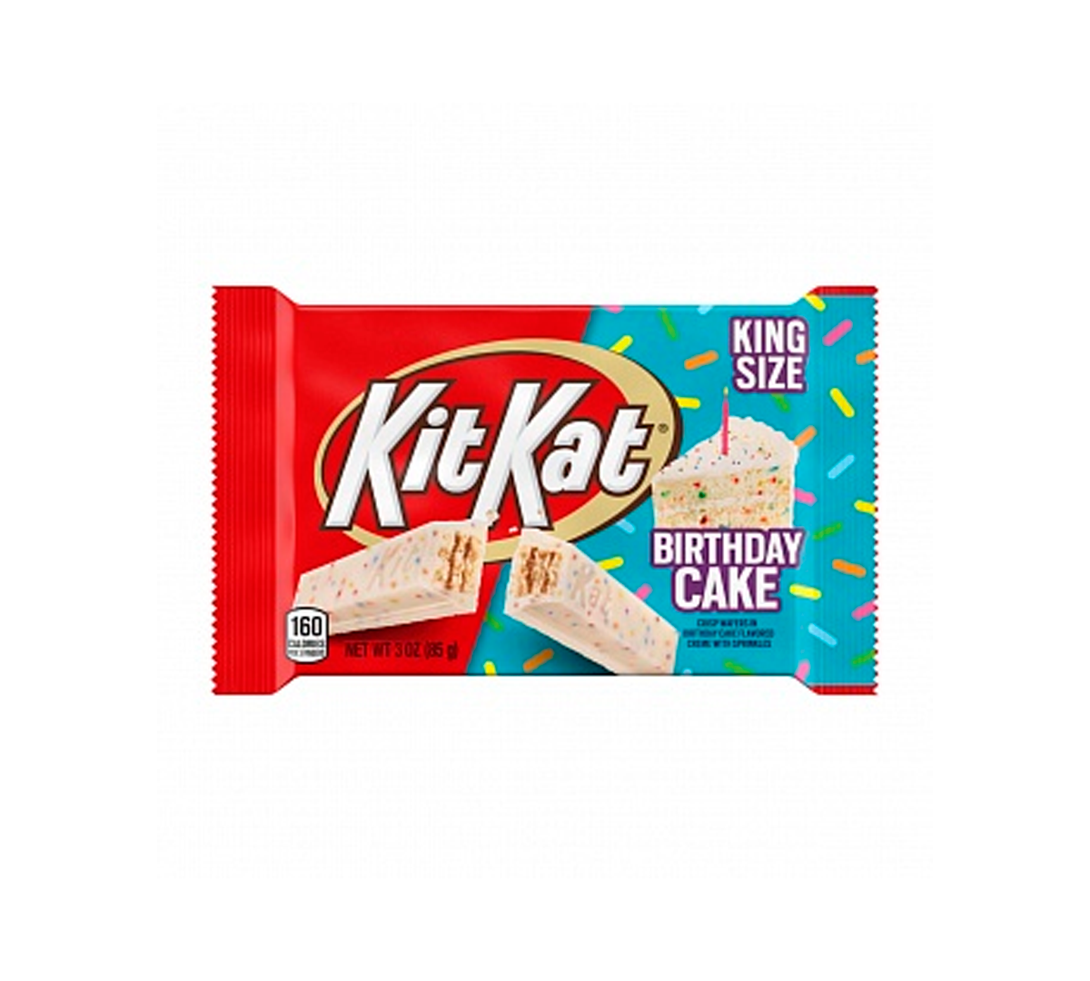Kit Kat Birthday Cake King Size, Wafer covered in white chocolate cake flavor 85 g