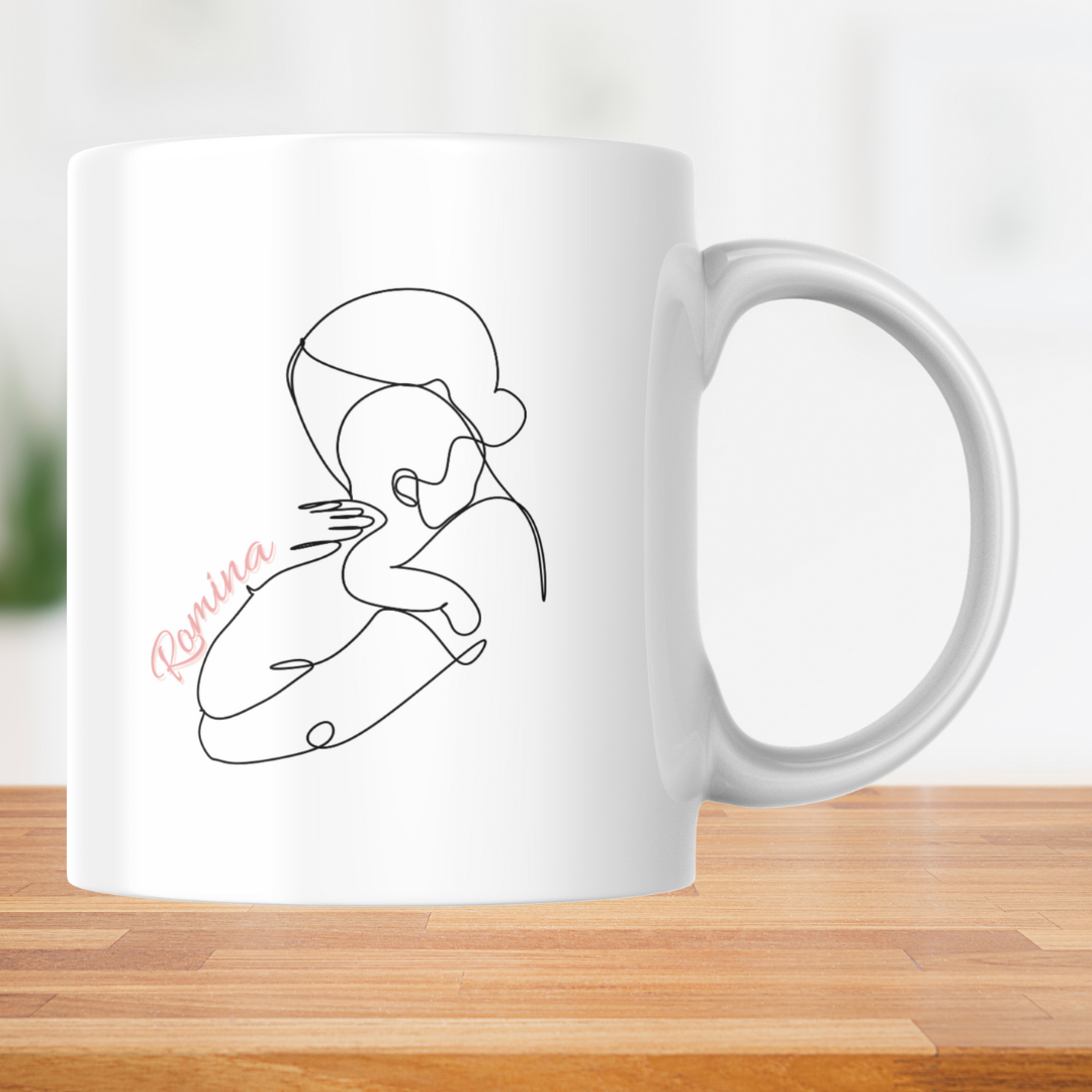 Taza personalizzata per Festa della Mamma con foto a forma di Cuore e nome