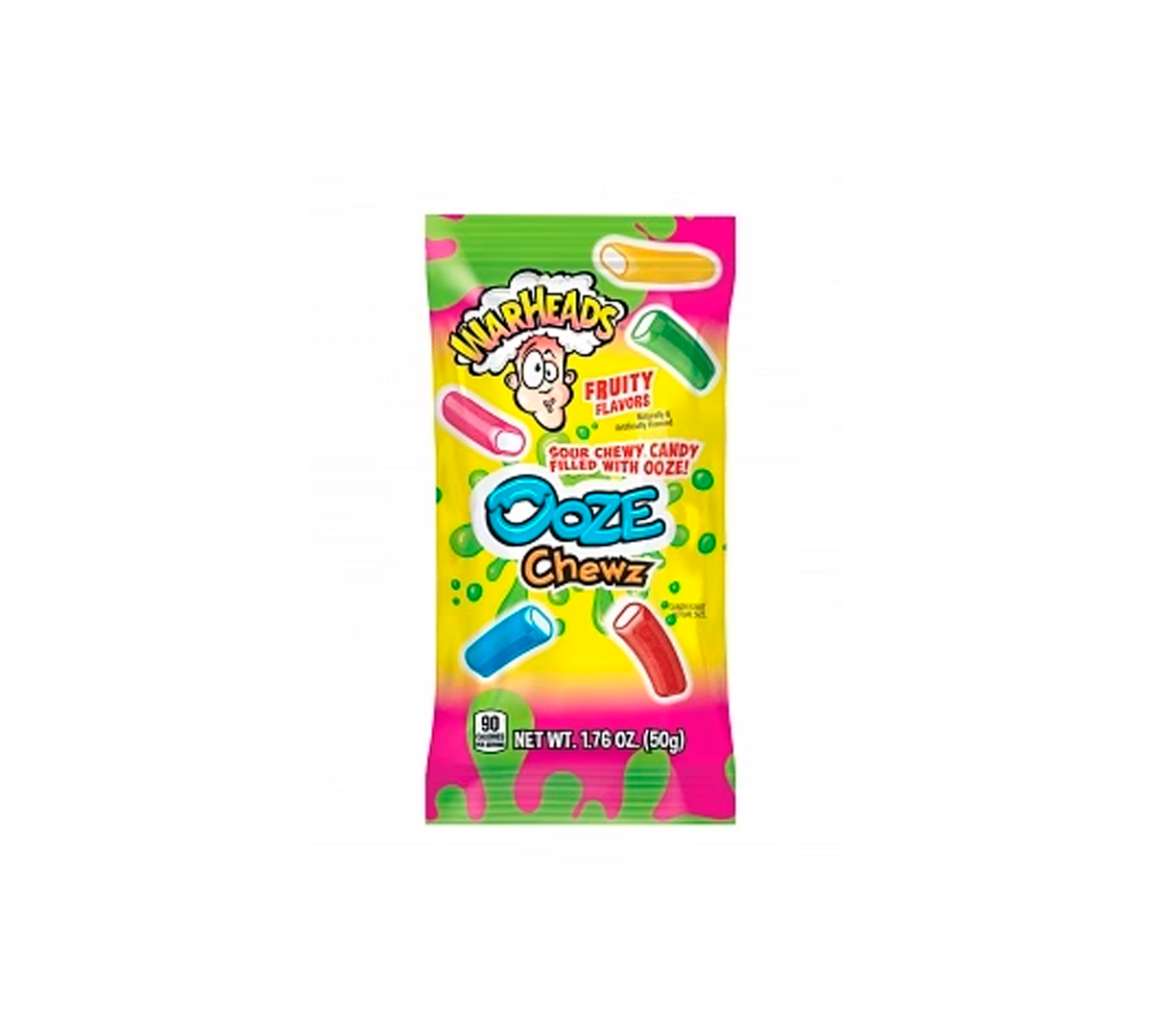 Warheads Ooze Chewz Ropes Sachet 50 g - Caramelle gommose al gusto di frutta acida assortite con ripieno liquido 50 g