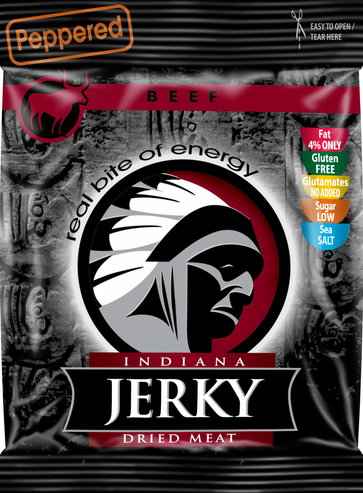 INDIANA BEEF JERKY PEPPERED - Carne seca a la pimienta