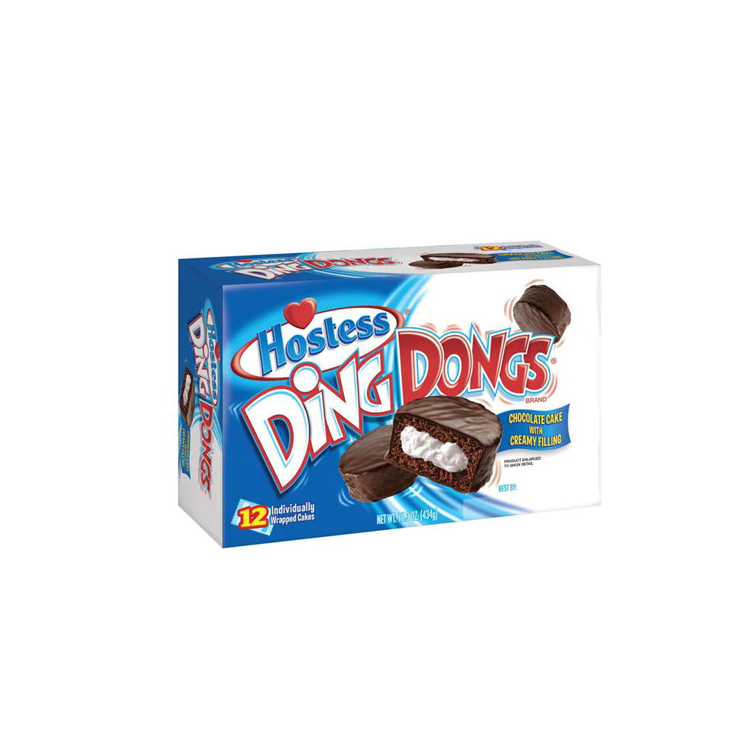 Dolce americano Hostess Ding Dongs con copertura al cioccolato e cuore di crema