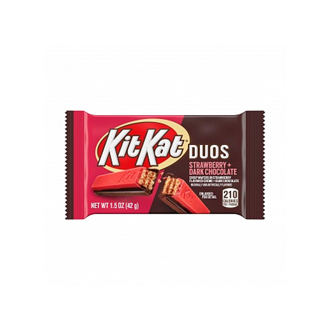 KIT KAT DUOS STRAWBERRY & DARK CHOCOLATE - Cialde Ricoperte Di Cioccolato Fondente Al Gusto Fragola (Peso Netto: 42g)