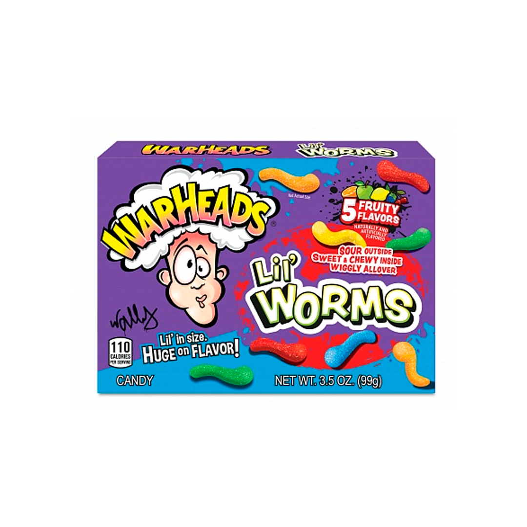 WARHEADS LIL 'WORMS THEATER BOX - Sweet and sour fruit flavored gummy candies (net weight: 99 g)