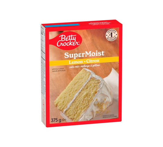 Confezione di Betty Crocker Super Moist Lemon Cake Mix 375g - Preparato per torta al limone soffice e deliziosa.