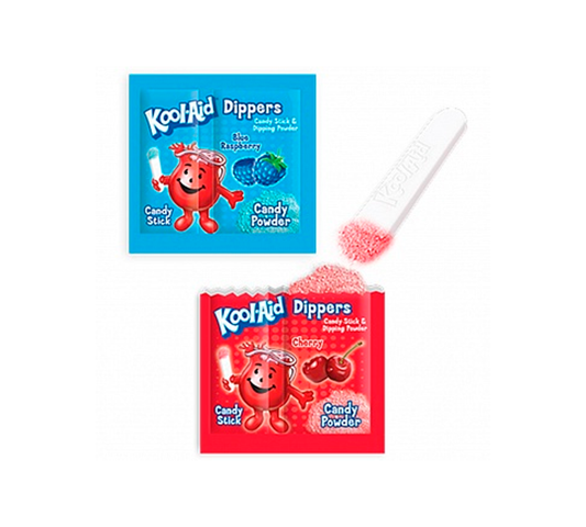 Kool-Aid Dippers Cherry & Blue Raspberry (pack da 7) - Lecca Lecca in polvore gusto Ciliegia, Mirtillo