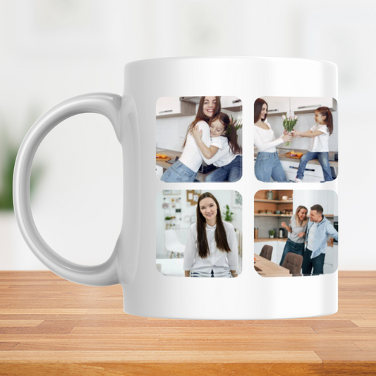 Taza personalizzata Festa della Mamma MOM e 4 foto