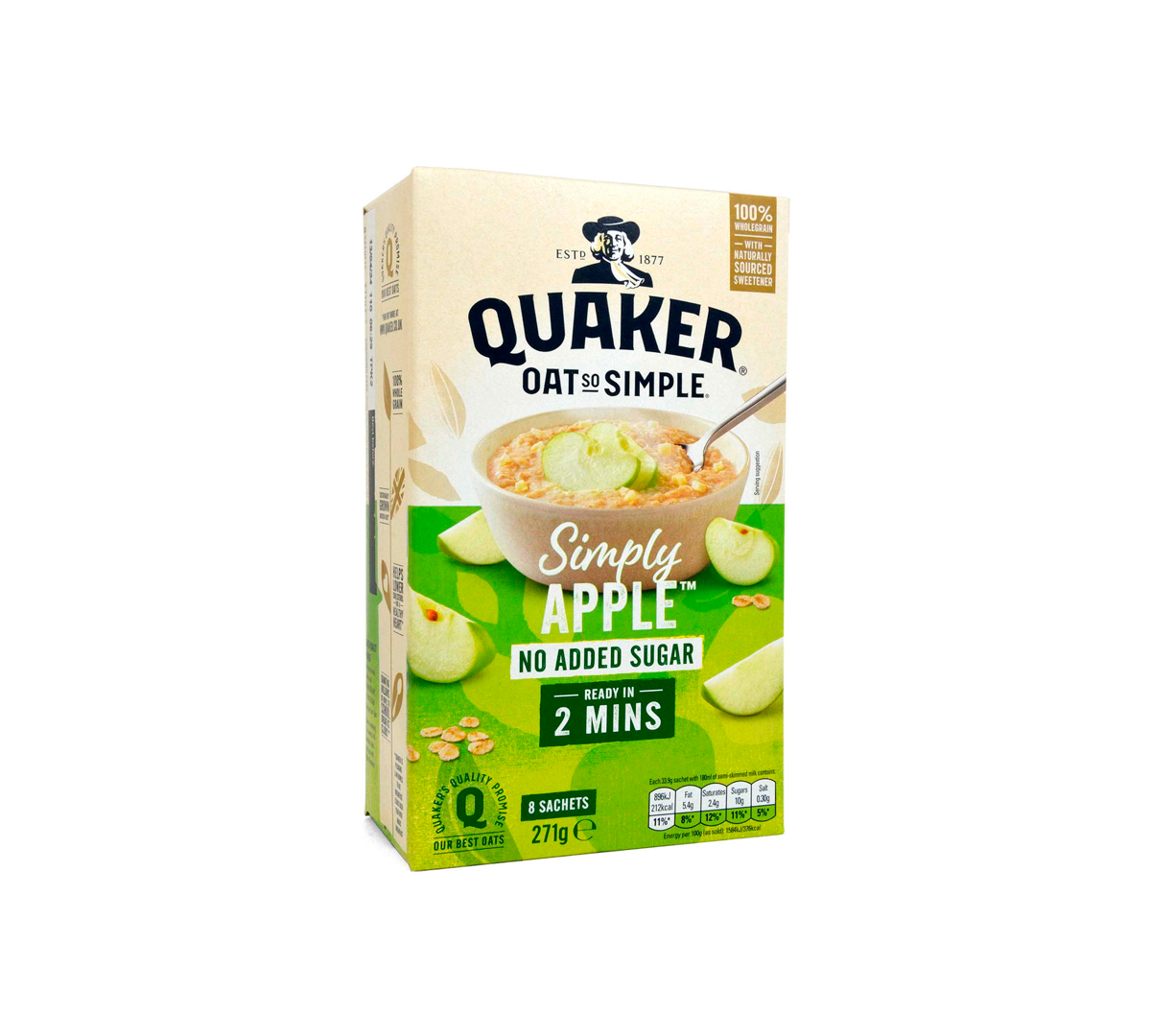 Quaker Simply No Added Sugar Apple - Porridge d’avena al gusto mela 271 g