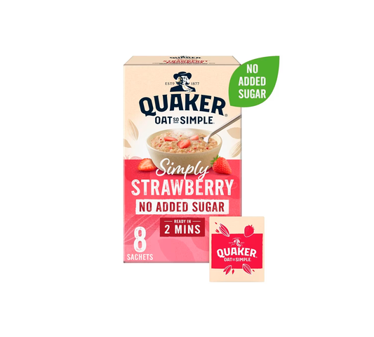 Quaker Simply No Added Sugar Strawberry - Porridge d’avena al gusto fragola 260g