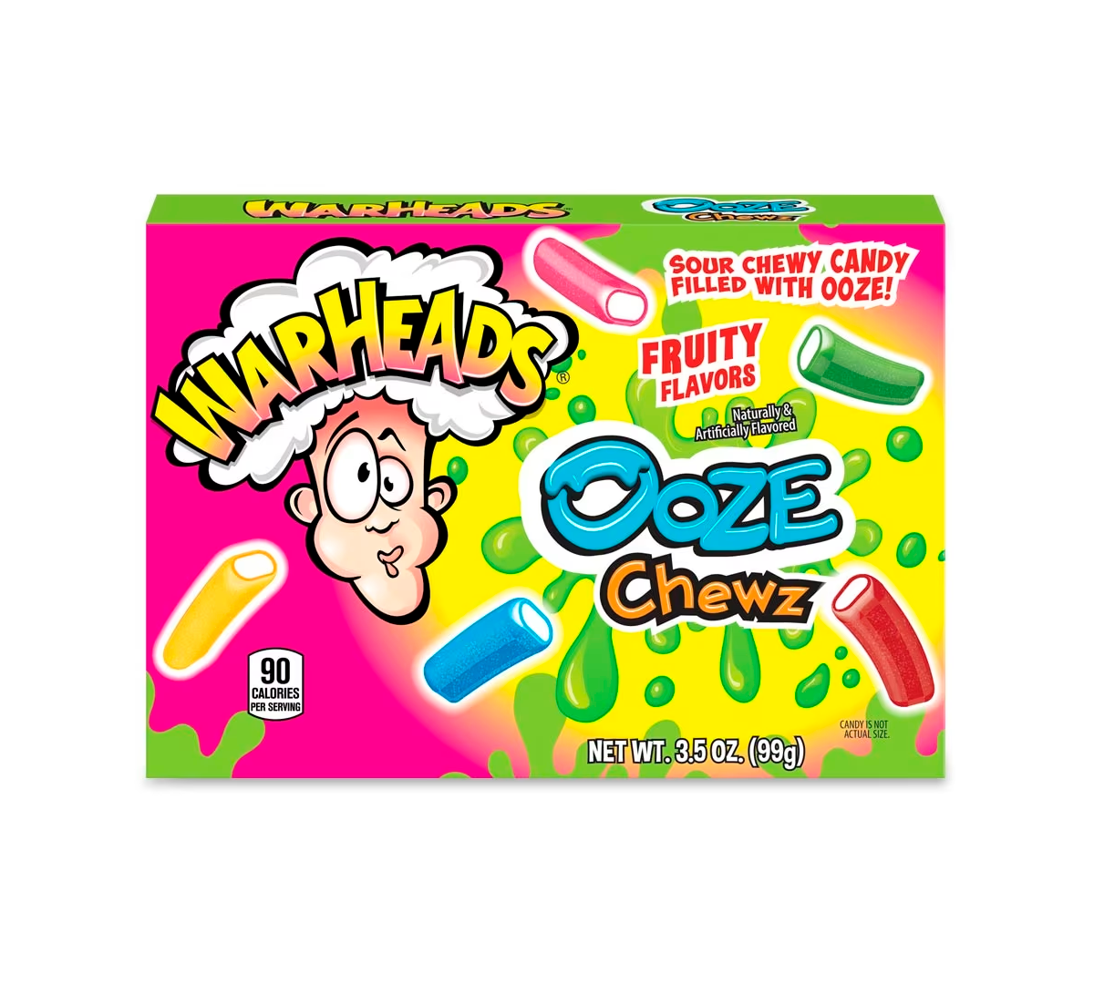 Confezione di Warheads Chewy Ooze Theater Box 99g - Caramelle gommose ripiene dal gusto aspro e fruttato