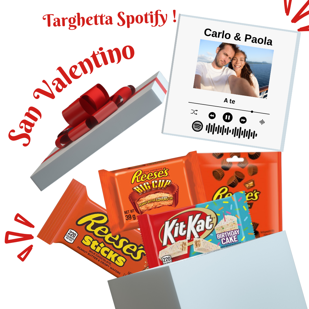 Box San Valentino, con targhetta Spotify personalizzata e cioccolatini -  BERFUD American Food