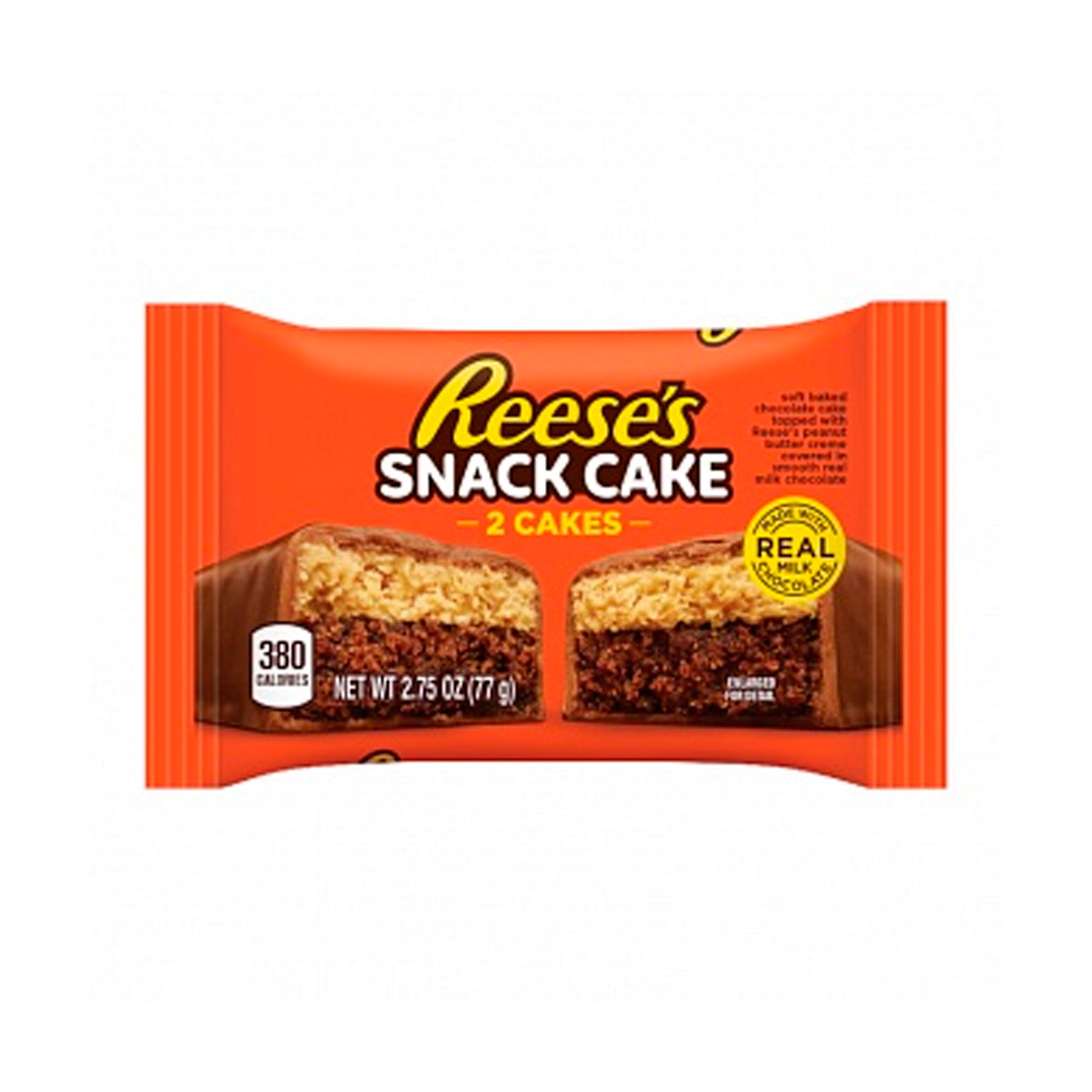 Reese'S Snack Cake Chocolate cake with peanut butter cream and milk chocolate peanut topping
