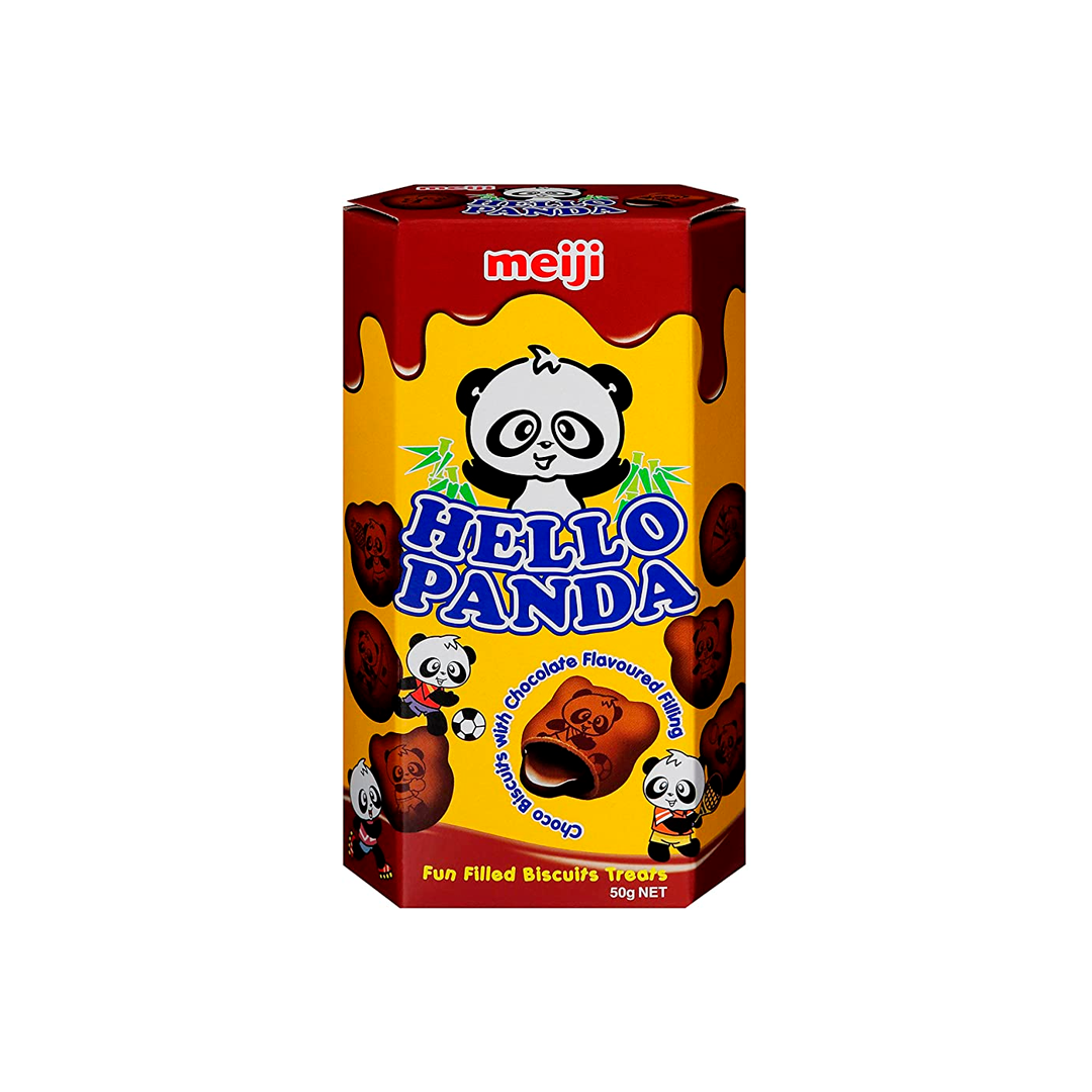 Hello Panda Double Chocolate,biscotti a forma di panda ripieni di crema al cioccolato