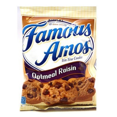 FAMOUS AMOS BITE SIZE COOKIES, crunchy 56g chocolate chip cookies