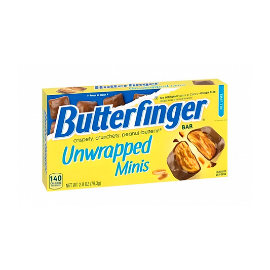 Butterfinger Minis Theatre Box sin envolver, dulces crujientes de mantequilla de maní cubiertos de chocolate