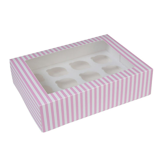 Cajas para 12 cupcakes House of Marie - color rosa circo (2 piezas)