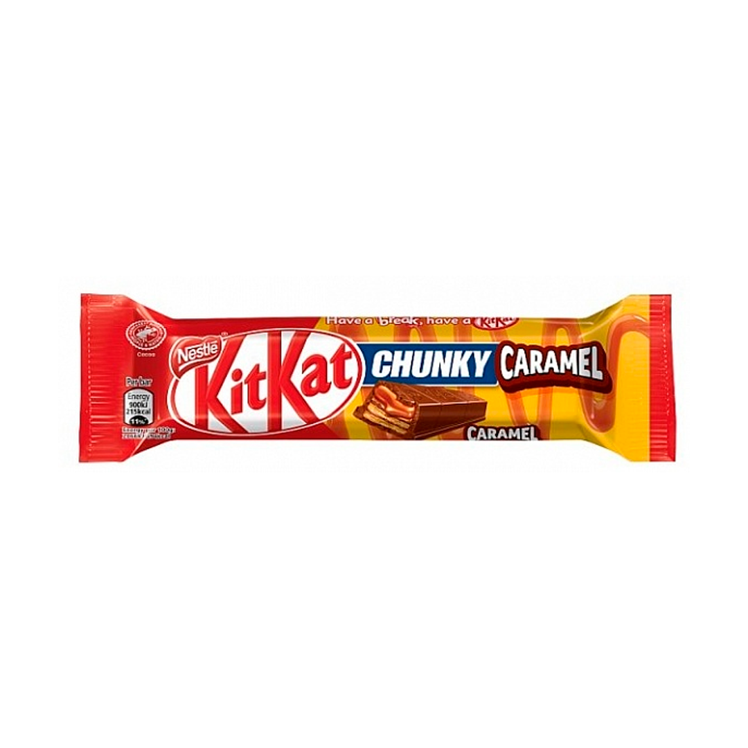 Kit Kat Chunky Caramel, Wafer ripieno di caramello è ricoperto di Cioccolato