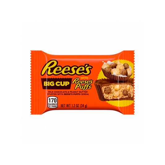 Reese's Big Cup with Reese's Puffs  - Burro di arachidi ricoperto di cioccolato con pezzi di cereali reese's Puff's