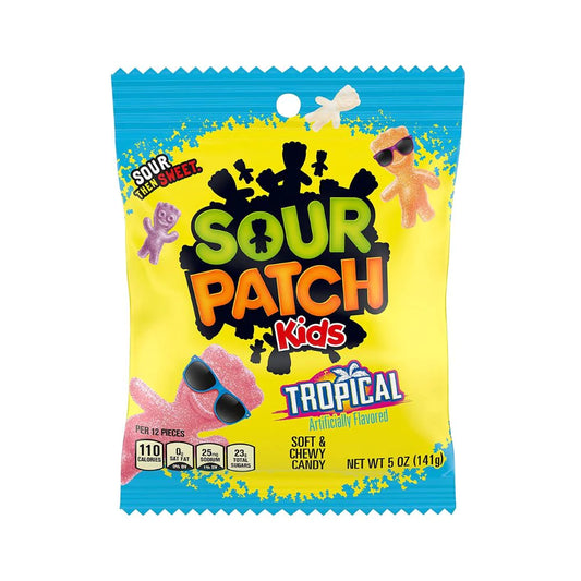 SOUR PATCH KIDS TROPICAL - Sour fruit flavored gummy candies 141g