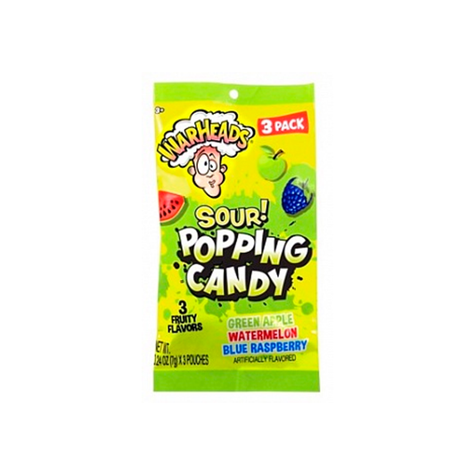 Warheads Sour Popping Candy 3 - Pack - Caramelos ácidos con sabor a frutas