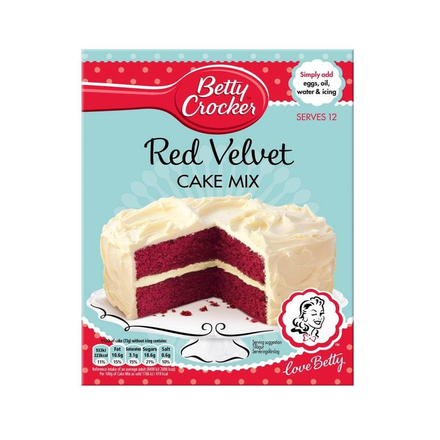 Betty Crocker Red Velvet Cake Mix, Preparato per Torta Red Velvet (415 G)