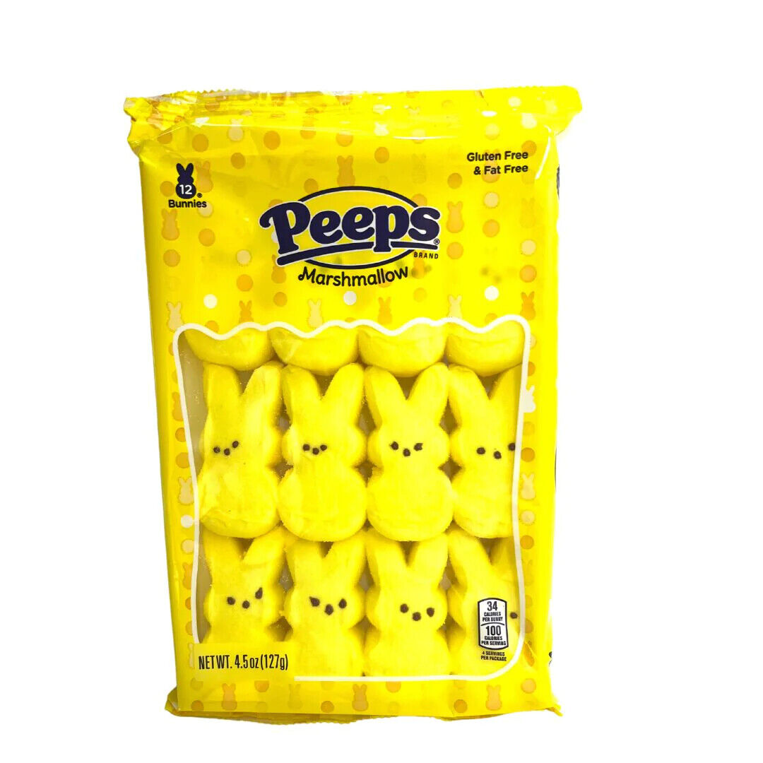 Peeps Yellow Marshmallow Bunnies (12 bunnies), marshmallows with sugar sprinkles