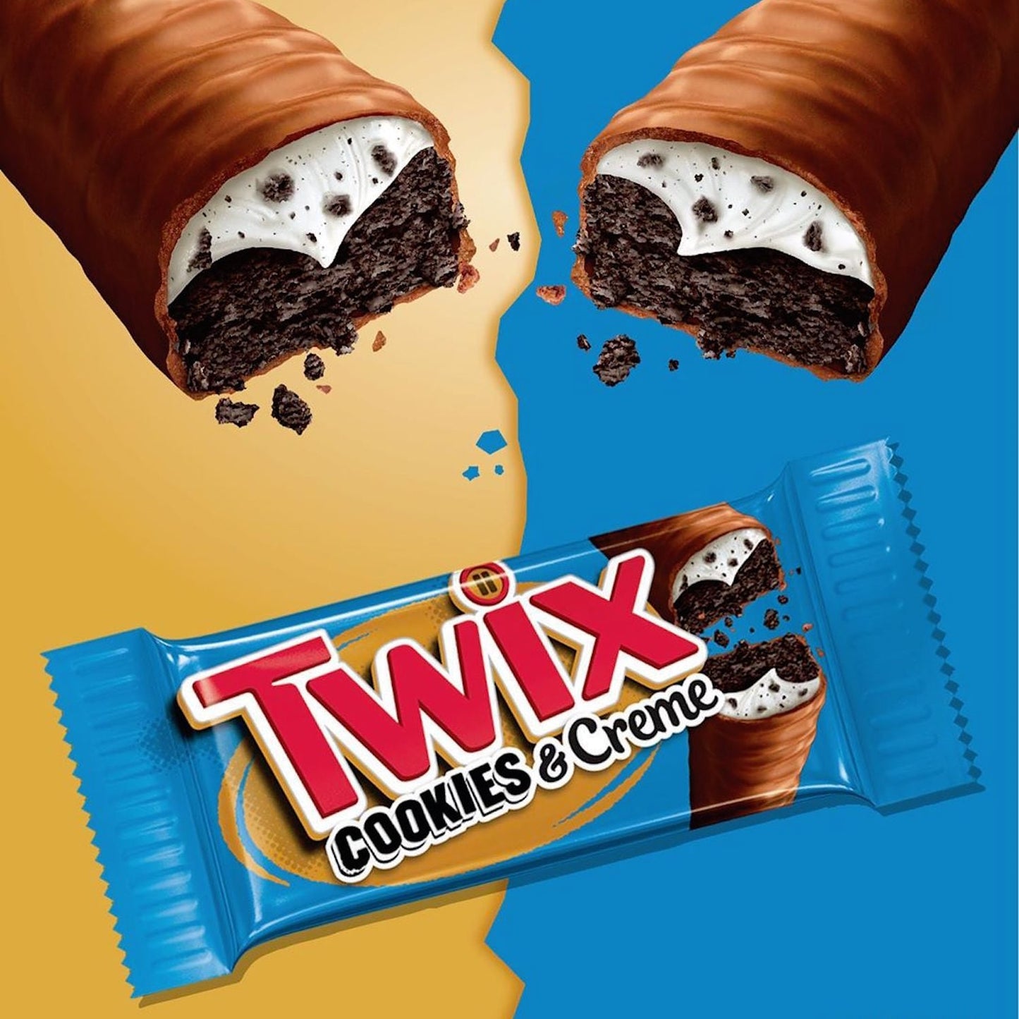 Twix Cookies & Creme, barretta di cioccolato e crema